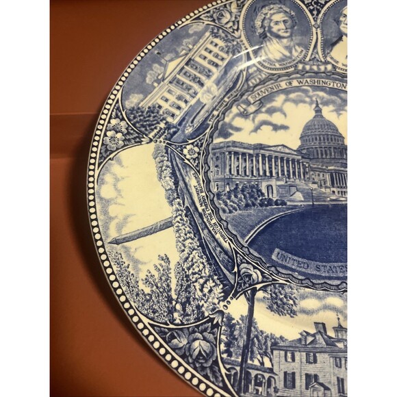 1940's Capitol Souvenir Plate English Staffordshire 10" blue white Washington DC - Picture 4 of 7